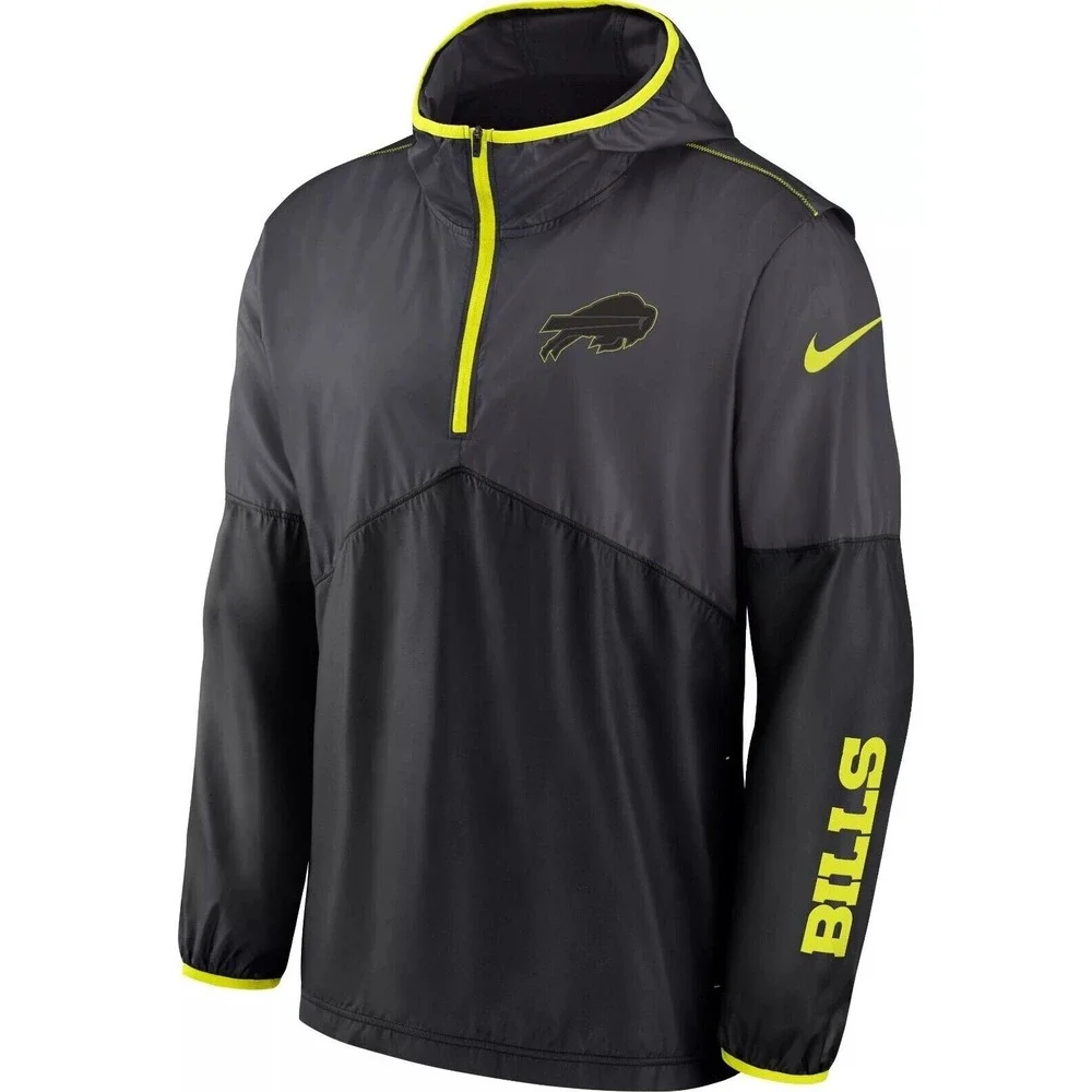 Buffalo Bills NFL Nike 2023 Volt Anthracite Black Hooded 1/2 Zip Jacket Small